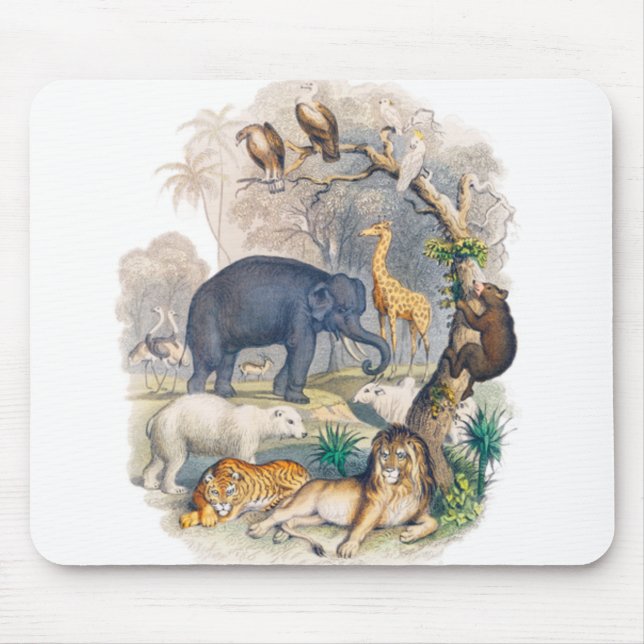 Mousepad Vintage Wildlife na Nature Art (Frente)