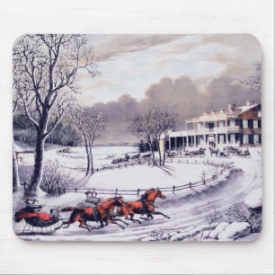 Mousepad Vintage Winter Scene. Presente de Natal