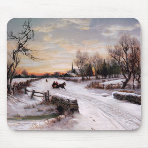 Mousepad Vintage Winter Scene. Presente de Natal