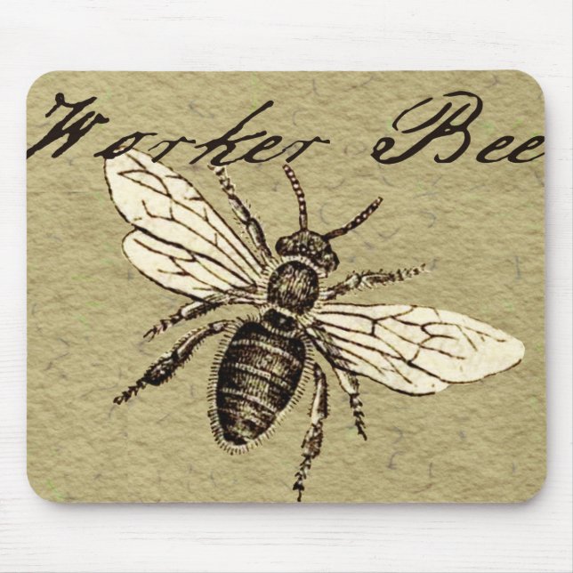 Mousepad Vintage Worker Bee Insett Illustration Antique (Frente)