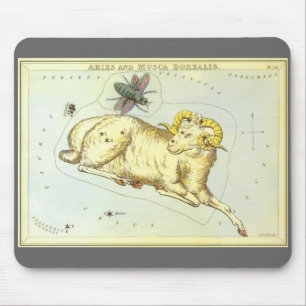 Mousepad Vintage Zodiac, Astrology Aries Ram Constelação