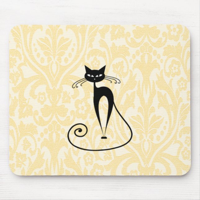 Mousepad Vintagem de damasco preto elegante (Frente)