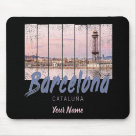 Mousepad Vintagem de Espanha Skyline na Catalunha de Barcel
