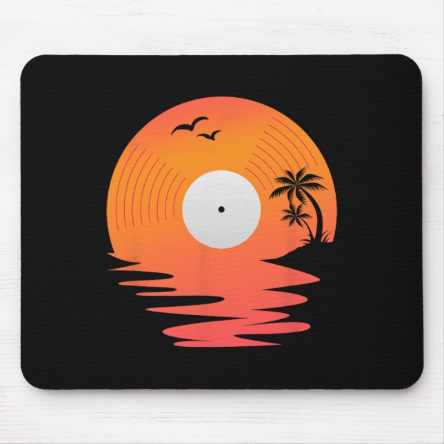 Mousepad Vinyl Record Retro Disk Sea Beach Turntables Desig (Frente)