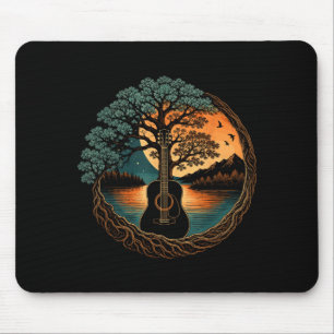 Mousepad Violão árvore à beira do lago música da natureza