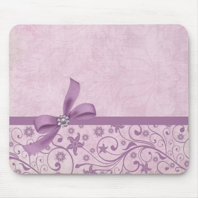 Mousepad Violet Ribbon Elegante para Damáscaras de (Frente)