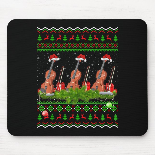Mousepad Violin Music Lover Xmas Gift Ugly Christmas Violin (Frente)