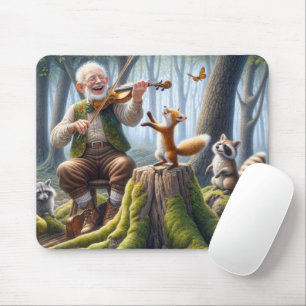 Mousepad Violinista em uma Floresta com Vida Selvagem