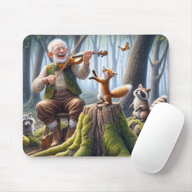 Mousepad Violinista em uma Floresta com Vida Selvagem (Com mouse)