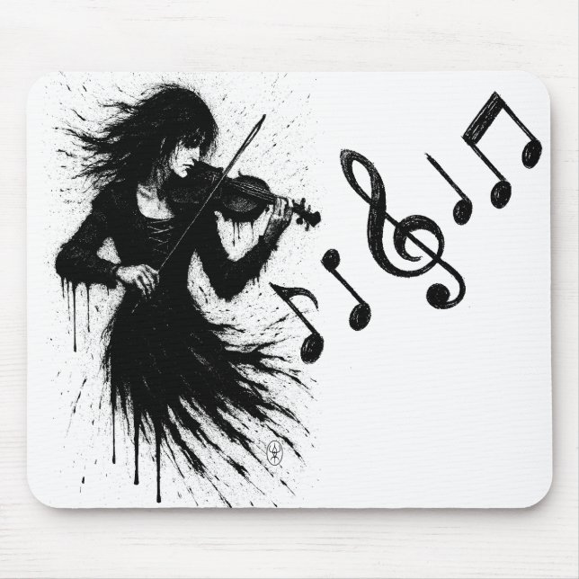 Mousepad Violinista Nascido da Tinta na Tempestade de Som (Frente)