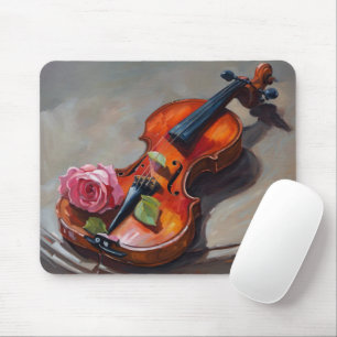 Mousepad Violino Antigo com Impressionismo Rosa Rosa Rosa R