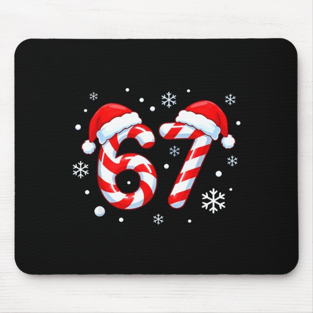 Mousepad Viral 67 Candy Cane Six Seven Meme Santa Holiday K (Frente)