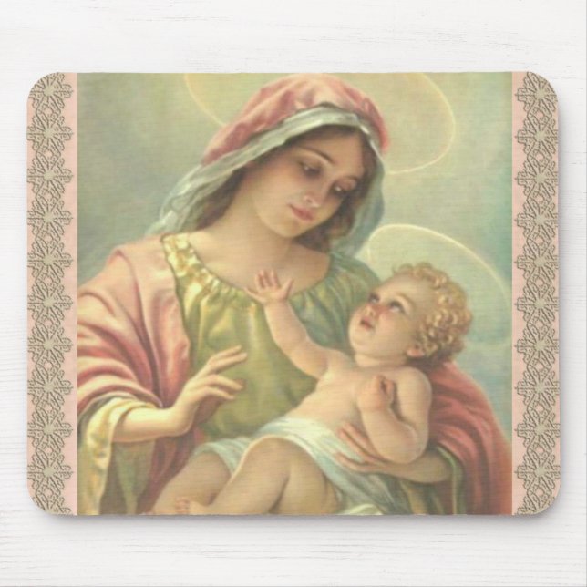 Mousepad Virgem Abençoada Maria com Jesus Bebê (Frente)
