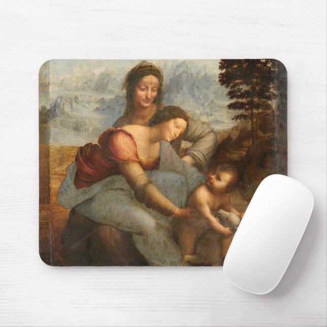 Mousepad Virgem e Santo Infantil Anne Leonardo da Vinci (Com mouse)