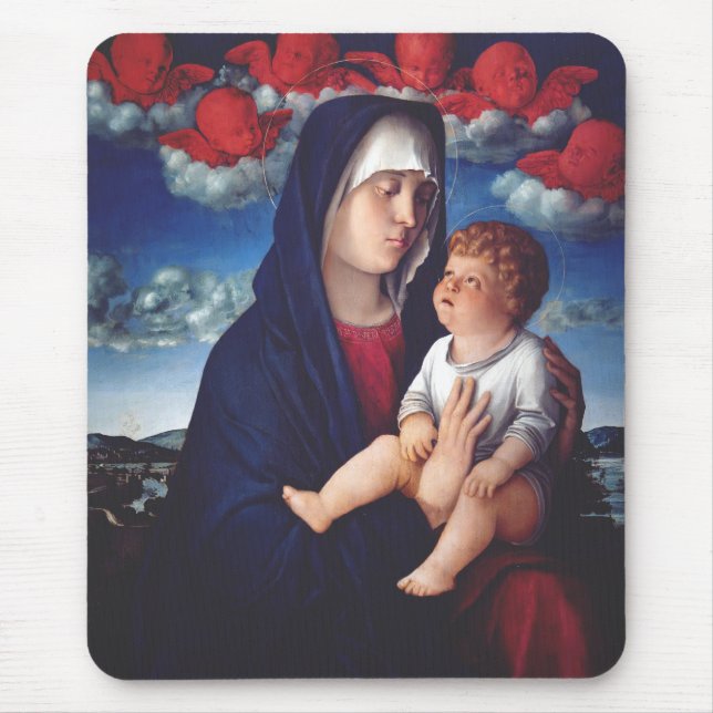 Mousepad Virgem Maria e Menino Arte Religiosa Clássica (Frente)