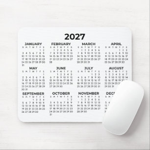 Mousepad Visão do Ano Completo Calendário 2027 Minimalista