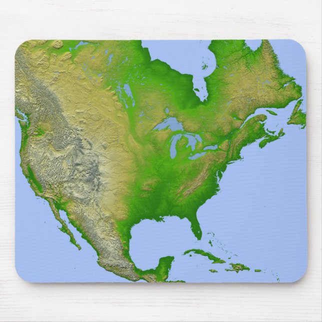 Mousepad Visão topográfica da América do Norte (Frente)