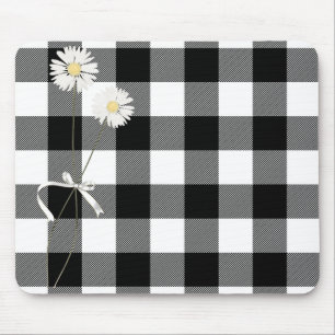 Mousepad Visitas na Xadrez de Buffalo Preto e Branco