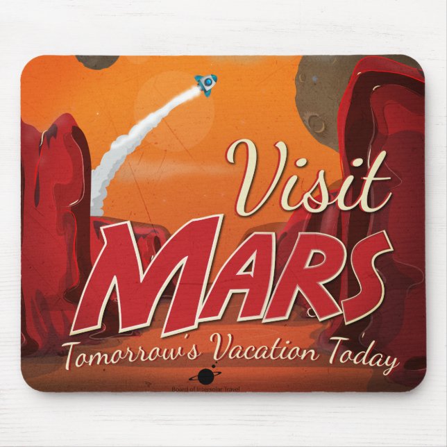 Mousepad Visite o Cartaz Antigo de Marte (Frente)