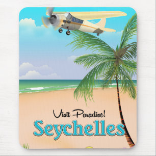 Mousepad Visite o Paraíso! Cartaz de viagem Seychelles