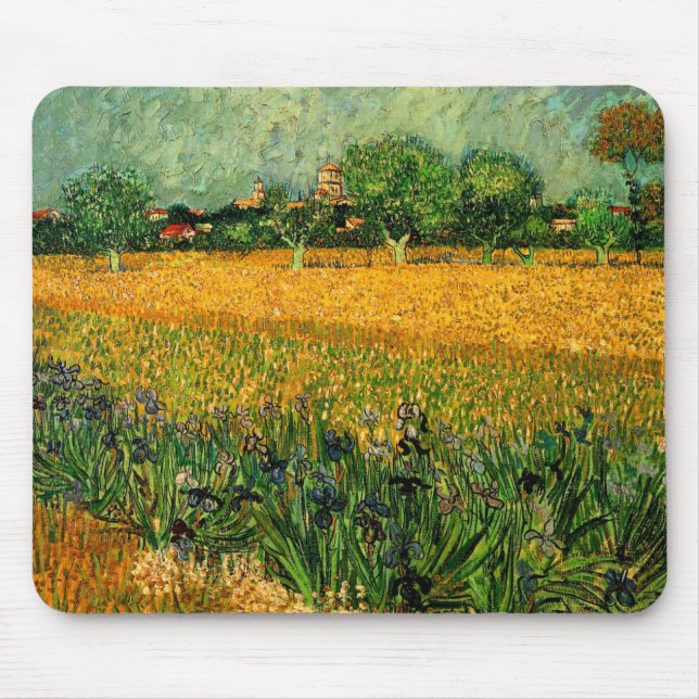 Mousepad Vista de Arles com Íris por Vincent van Gogh (Frente)