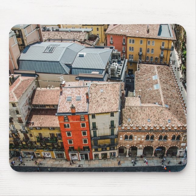 Mousepad Vista de cima de fachadas coloridas de edifícios (Frente)