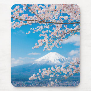 Mousepad Vista de Monte Fuji com flores de cerejeira