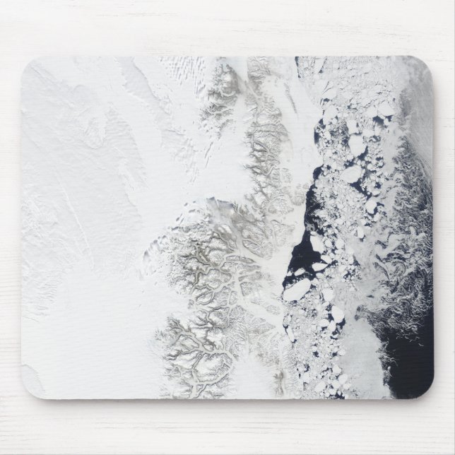 Mousepad Vista de satélite da costa oriental de Greenlan (Frente)