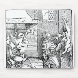 Mousepad Vista de uma cozinha do século XVI com cozinheiro