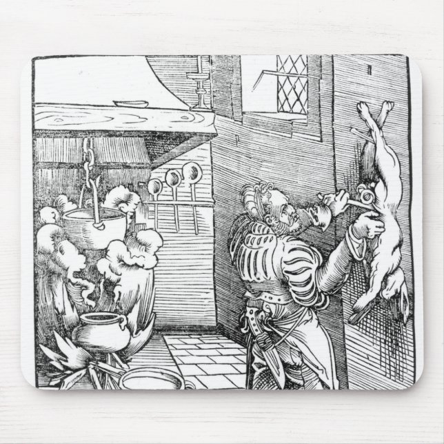 Mousepad Vista de uma cozinha do século XVI com cozinheiro (Frente)