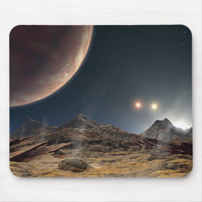 Mousepad Vista de uma lua hipotética em órbita (Frente)