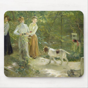 Mousepad Vista do jardim do artista com suas filhas