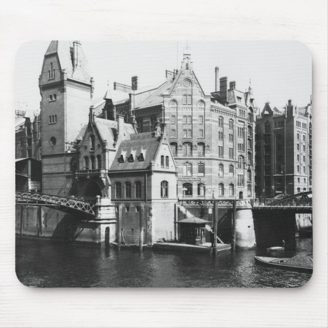 Mousepad Vista do Speicherstadt Hamburgo, c.1910 (Frente)