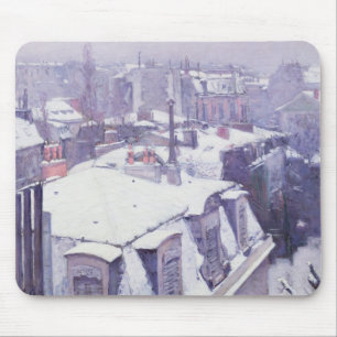 Mousepad Vista dos telhados ou dos telhados sob a neve,