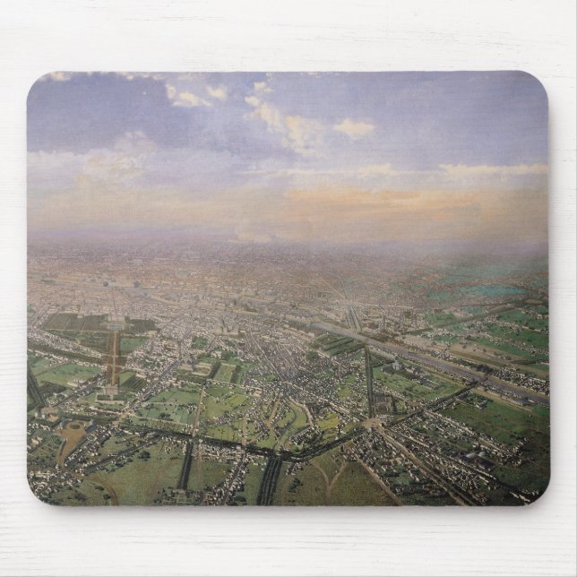Mousepad Vista geral de Paris de um balão de ar quente (Frente)