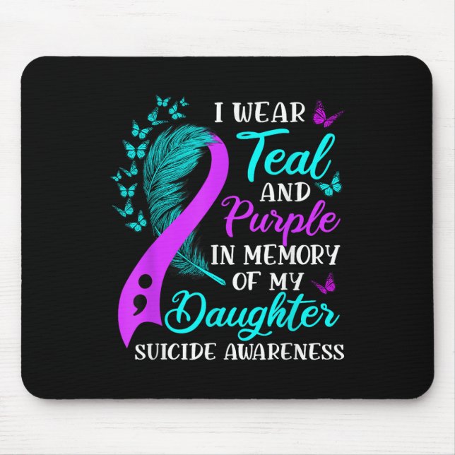 Mousepad Vista Roxo Teal Em Memória Da Minha Filha Suicida (Frente)
