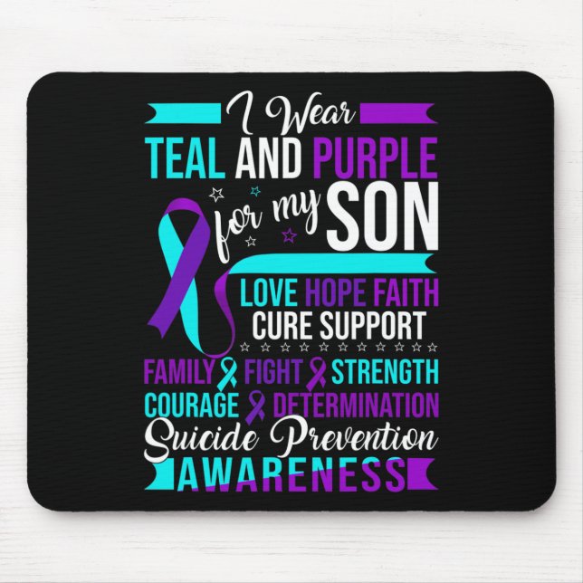 Mousepad Vista Teal E Roxo Para A Prevenção Do Suicídio Do  (Frente)