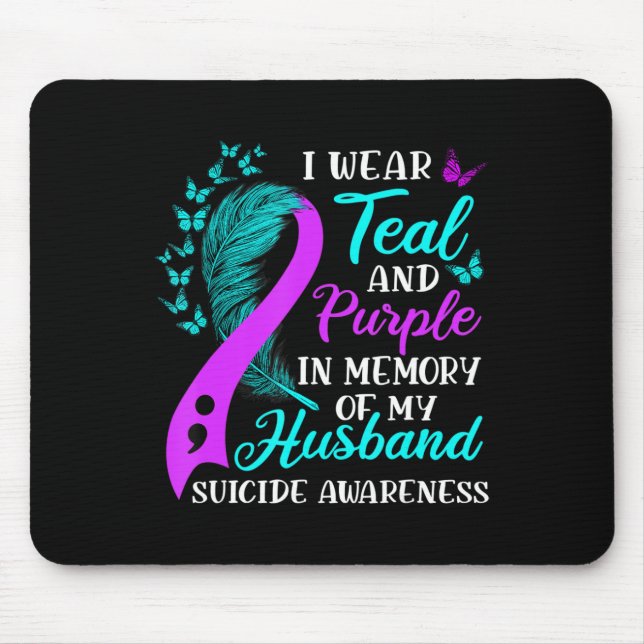 Mousepad Vista Teal Purple em memória do meu marido Suicídi (Frente)