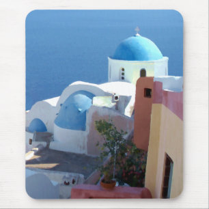 Mousepad Vistas de Igrejas em Santorini, Grécia