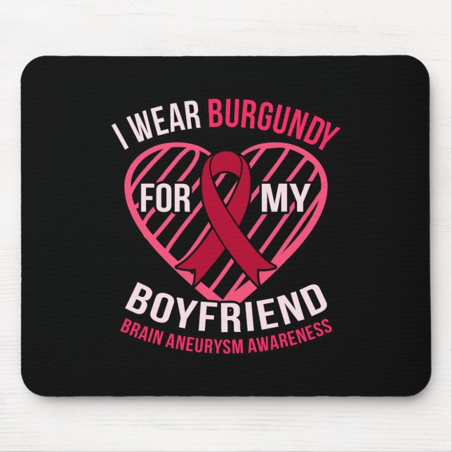 Mousepad Visto Burgundy Para Aneurismo Do Cérebro Namorado  (Frente)