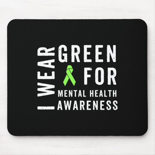 Mousepad Visto Verde Para Mês De Consciência Da Saúde Menta (Frente)