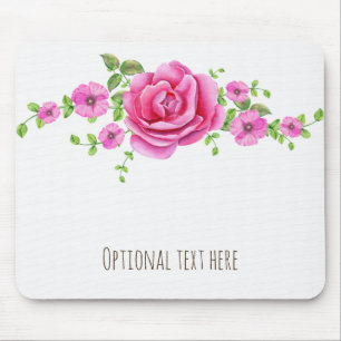 Mousepad Visual Elegante Floral Rosa Estilo Shabby Chic