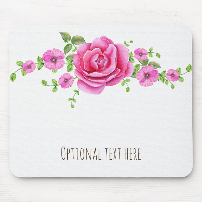 Mousepad Visual Elegante Floral Rosa Estilo Shabby Chic (Frente)