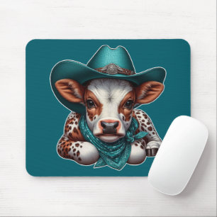 Mousepad Vitelo Adorável no Chapéu do Cowboy e Bandana