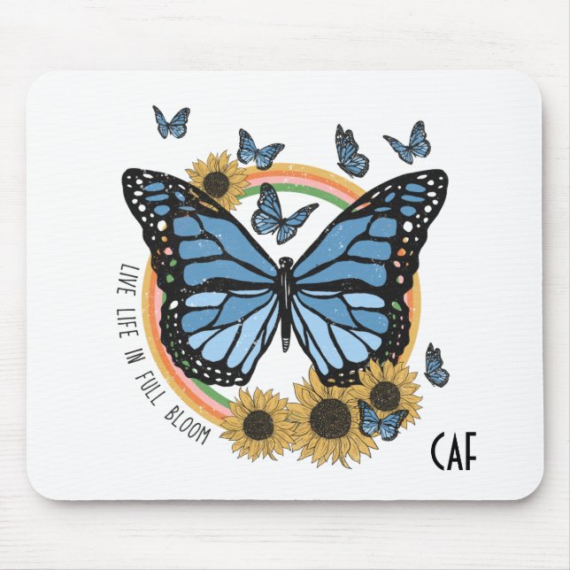 Mousepad Viva a Vida em Flor Total Borboleta Girassóis (Frente)