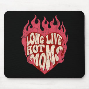 Mousepad Viva as Mães Quentes Vintage Coração Flamejante Em