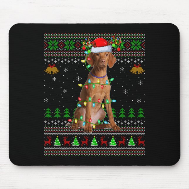 Mousepad Vizsla Dog Ugly Christmas Sweaters Holiday Santa X (Frente)