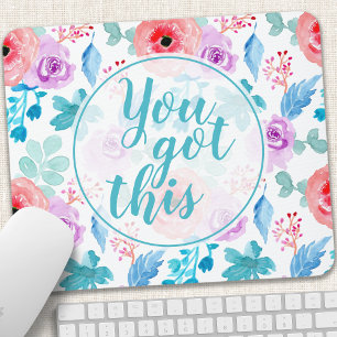 Mousepad Você Consegue Esta Cota Motivacional Floral Aquare