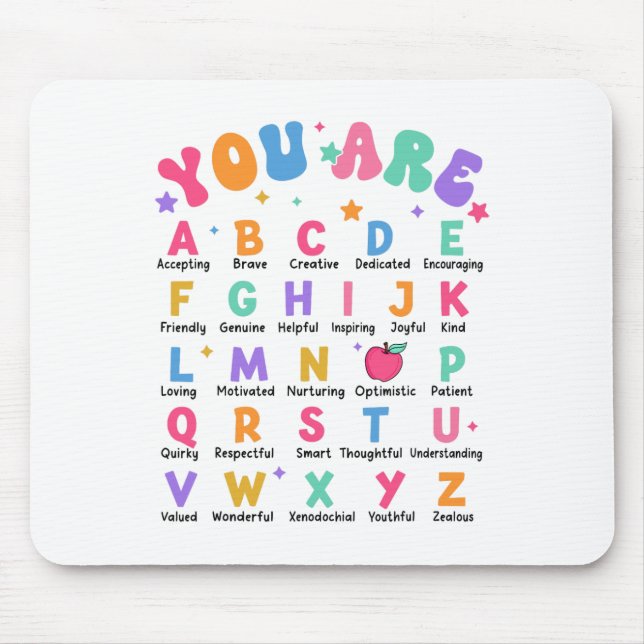 Mousepad Você É Letras Alfabeto Aprender Abcs Inspiração Te (Frente)