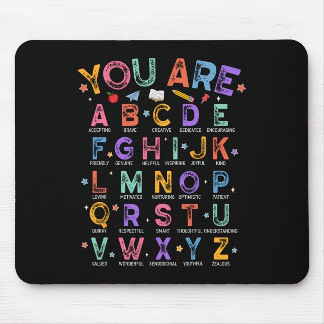 Mousepad Você É Letras Alfabeto Aprender Abcs Menino Menina (Frente)